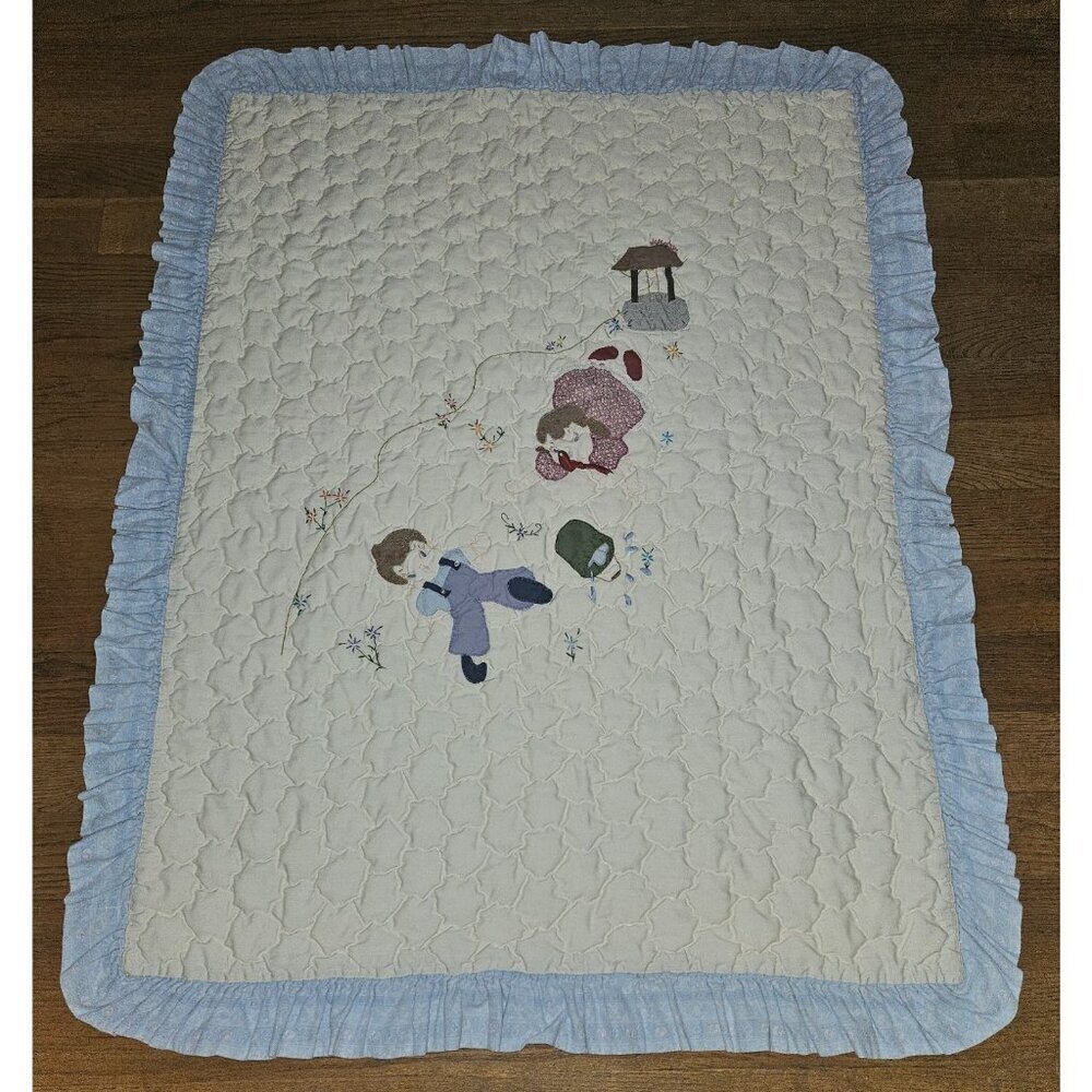 VTG Handmade Baby Blanket Comforter Jack & Jill Went Up Hill Nursery Rhyme 37x47
